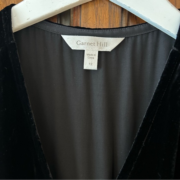 Garnet Hill ~ new ~ Black Velvet Wrap Midi Dress in size 12 - Picture 3 of 16